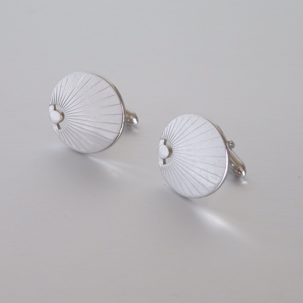 Vtg Mid Century Modern Cufflinks Swank Silver Tone